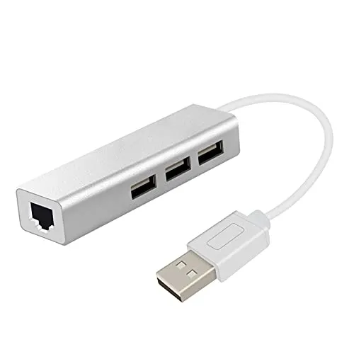 Jsdoin Adattatore Ethernet USB, Hub Portatile USB A a 3 Porte con Porta Ethernet, Supporto USB 3.0, Adattatore di Rete per MacBook,PC Desktop e Altro,Adattatore multiporta,10/100 Mbps Gigabit LAN Port