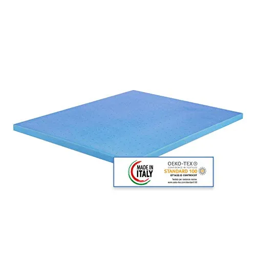 Materassimemory.eu Topper Memory Foam Singolo Mis. 85x200 Alto 7 cm Memory Foam Rivestimento Sfoderabile Aloe Vera con elasitici angolari di Fissaggio