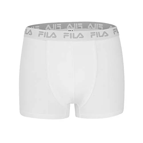 FILA 2er PACCO - Uomo Base Boxer, cotone elasticizzato logo, fu5004 - bianco, small