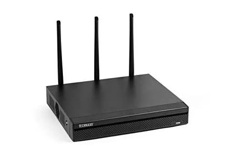 Technaxx Registratore WiFi NVR Security PRO TX-64, videoregistratore per videocamera di sorveglianza – Sistema di attivazione allarme, monitoraggio in tempo reale, colore nero