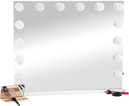 CLP Specchio Trucco con Luci A LED Palmdale I Specchiera Luminosa Bagno Senza Cornice per Make Up Forma Rettangolare con USB, Colore:Bianco