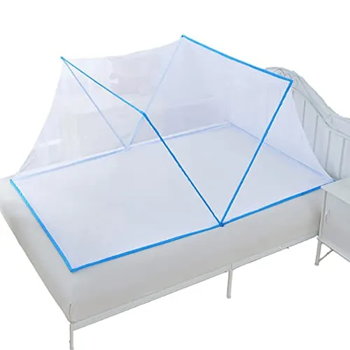 Zanzariera Pieghevole Tenda a Baldacchino per Letto Estivo Camera da Letto Antivento per Bambini e Adulti Tende a Rete per Letto da Singolo a King Size,Blue,190x80x80cm