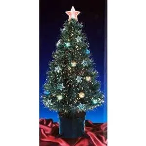 Gift Centre Bello Albero di Natale di 32" in Verde Fibra Ottica con Le Stelle e Palline