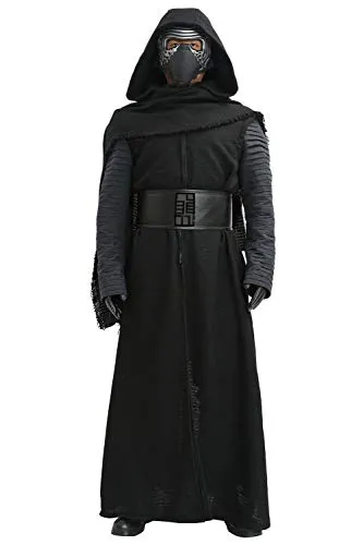 Mesky Costume Ben Solo Cosplay in Poliestere Oxford e Pelle Nero Accessorio Il Risveglio della Forza Full Set 5PZ Halloween Carnevale per Unisex Adulti Fans S