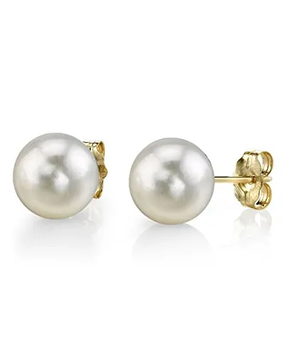 8.5- Hanadama, 9,0 mm, colore: bianco, con perle coltivate, 7,5-Orecchini a lobo in oro 14 k e Oro giallo, colore: oro/bianco, cod. 1