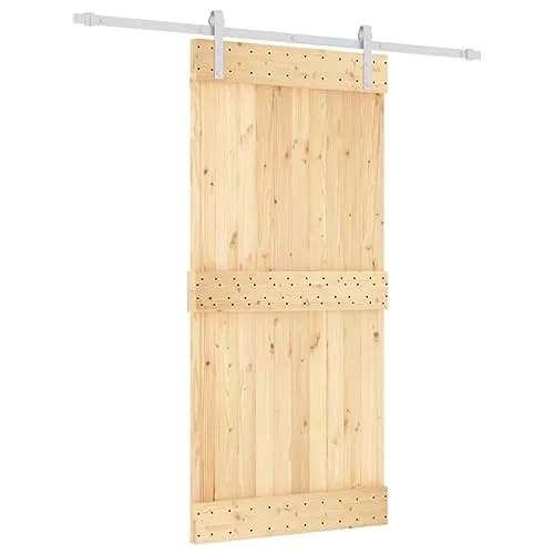 vidaXL Porta Scorrevole con Set Hardware 95x210 cm Legno Massello Pino