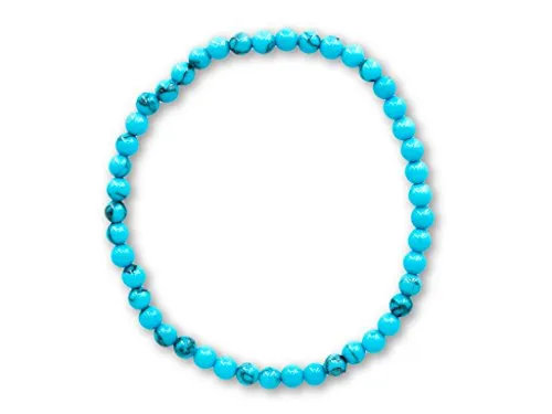 Taddart Minerals – Bracciale in magnesite naturale con pietre preziose naturali da 4 mm su filo di nylon elastico, fatto a mano