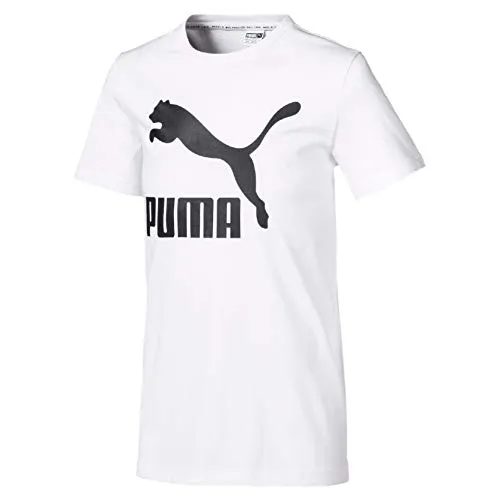 Puma Classics Logo Tee B, Maglietta Bambino, Bianco White, 128