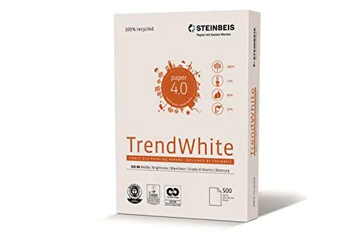 Steinbeis Trend White Carta A4 Riciclata 500 fogli 80 g / m2 di carta recuperata al 100%