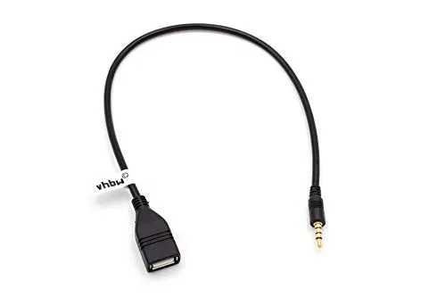 vhbw Aux Cavo adattatore Jack USB OTG per Autoradio per es. di Renault, Saab, Seat, Skoda, SsangYong, Subaru, Suzuki, Toyota, Volvo, VW