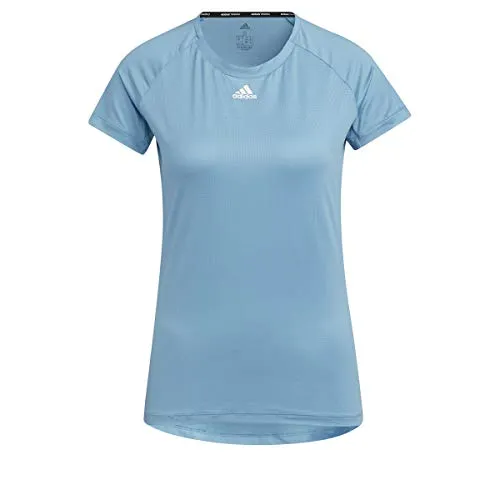 adidas Performance Tee, t-Shirt (Manica Corta) Donne, Hazy Blue/White, L