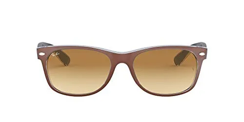 Ray-Ban New Wayfarer, Occhiali da sole, unisex ,(Marrone e trasparente), 55 mm