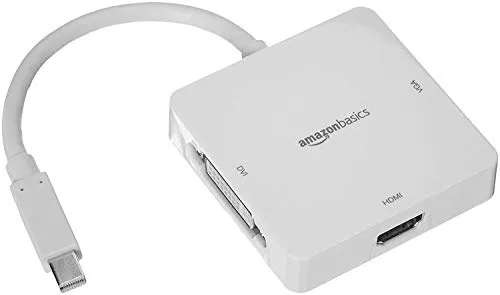 Amazon Basics - Adattatore da Mini DisplayPort a HDMI/DVI/VGA, Bianco