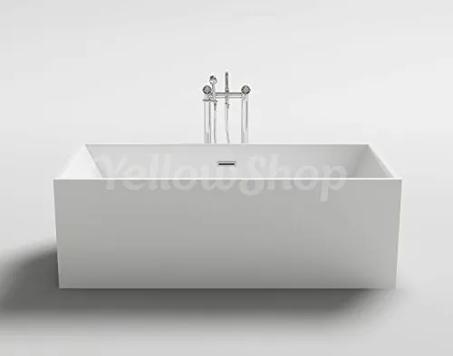 Yellowshop - Vasca Vasche Da Bagno Rettangolare Freestanding Modello Kube, Free Standing Design Centro Stanza Moderna Dimesione Cm 179x80 Altezza 60