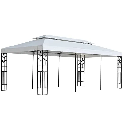 vidaXL Gazebo 3x6 m Bianco Giardino Tendone Feste Tenda per Party Padiglione