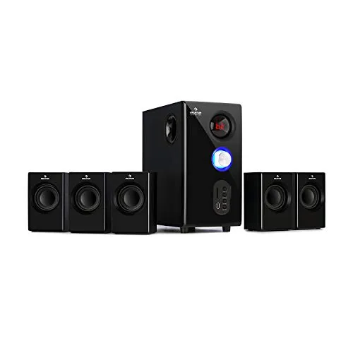 AUNA Concept 520 5.1 - Surround 5.1 Wireless, Home Theater 5.1, 75W RMS, OneSide Subwoofer, Concetto Equilibrato del Suono, Bluetooth, Porta USB, SD, Telecomando