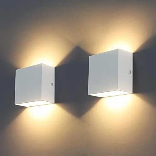 Applique da parete LED, 2Pcs Moderna 6W Lampada da Parete Interno 3000K su e giù per lampada da parete per soggiorno, camera da letto, corridoio