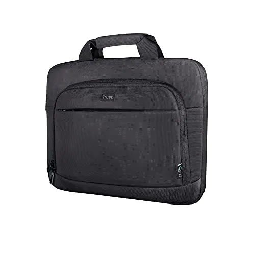 Trust Sydney Slim Eco Bag per Laptop Fino A 14 ", in Plastica Riciclata, Tasche per Accessori, Custodia Per il Trasporto Sostenibile per Viaggi, Affari, Ufficio, Scuola - Nero