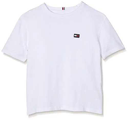 Tommy Hilfiger Essential Boxy Flag S/s Maglietta, Bianco (Bright White 123), 98 (Taglia Produttore: 3) Bambino