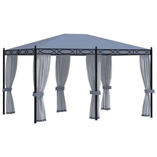 vidaXL Gazebo con Schermi a Rete 3x4 cm Antracite in Acciaio