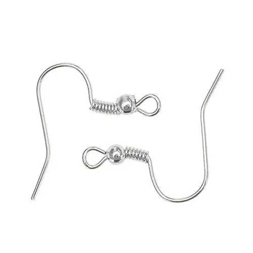 Sungpunet - 100 ganci per orecchini in acciaio chirurgico placcato argento, ipoallergenici