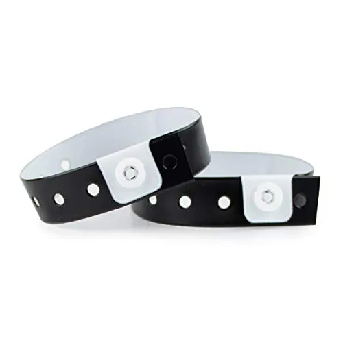 Set di 100 bracciali in plastica/vinile per eventi, impermeabili (Nero)