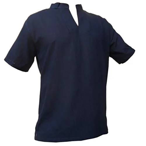 PANASIAM Camicia estiva da pescatore, in cotone extra sottile, fine, morbido, nera e bianca, M, L, XL e XXL, senza bottoni nero XXXL