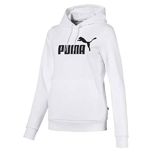 Puma Ess Logo Hoody FL, Felpa Donna, Bianco White, M