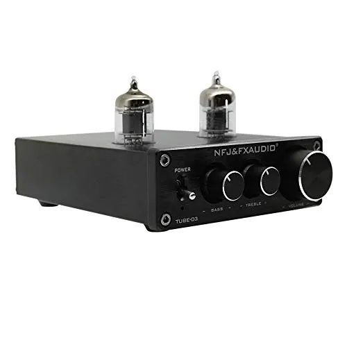Festnight Mini HiFi Audio Preamplificatore FX-Audio TUBE-03 6K4 Amplificatore Valvolare Buffer Treble Bass Regolazione RCA Preamplificatore