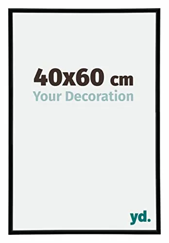 yd. Your Decoration - Cornice Portafoto 40.00x60.00 cm - Ottima Qualità -Nero lucente - Plaque de Verre Résistant Aux UV - Anti-Reflet - Annecy