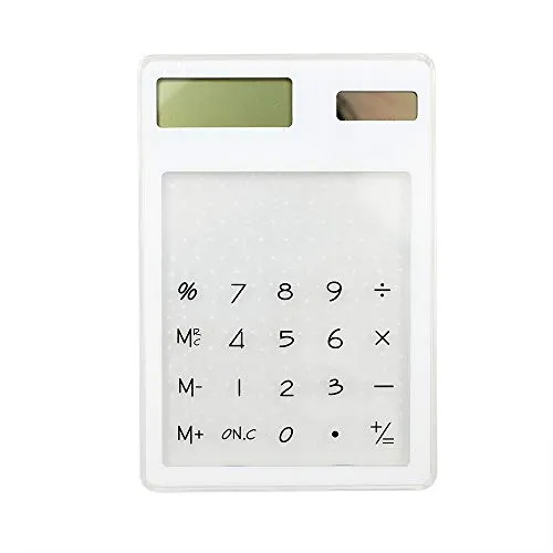 Mini calcolatrice solare PXNH LCD ultra sottile 8 touch screen digitale Cancelleria trasparente Chiaro calcolatrice scientifica 85 * 120mm   bianco