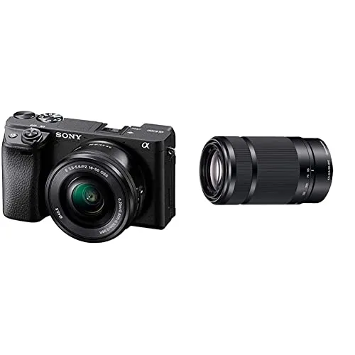 Sony Alpha 6400L - Kit Fotocamera Digitale Mirrorless con Obiettivo Intercambiabile SELP 16-50mm, Sensore APS-C, Video 4K HDR, Nero & SEL-55210B - Obiettivo con Zoom 55-210mm F4.5-6.3