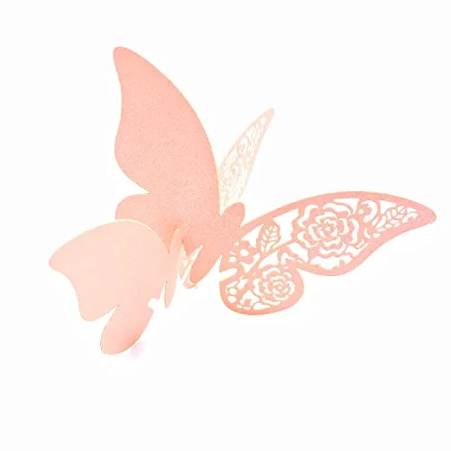 ElecMotive 100 Pezzi Farfalle 3D Segnaposto Farete Misura Grande Adesiv da Parete Casa Deco Rosa