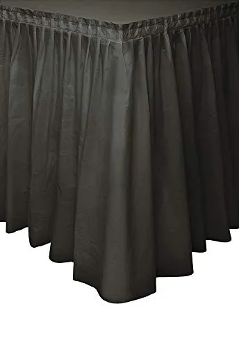 Unique- TableSkirt Gonna Plastificata da Tavola, Tinta Unita, Nero, 37 cm x 4.3 m, 50062