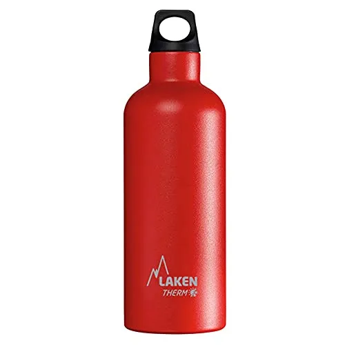 Laken Futura Thermo Borraccia, Bottiglia d'Acqua Isolamento Sottovuoto Acciaio Inossidabile, Bocca Stretta - 500 ML Rosso