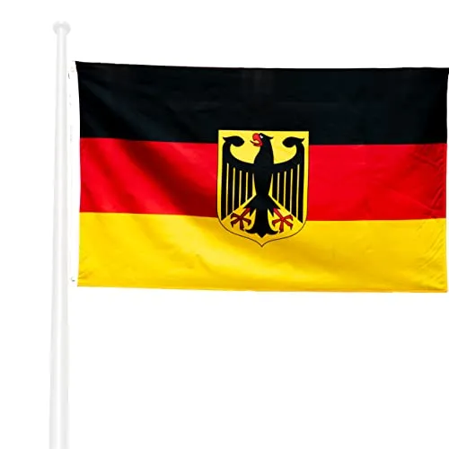 KliKil Bandiera Germania con aquila 90x150 cm - Tessuto da esterno resistente alle intemperie 150x90 cm con 2 occhielli metallici. Germany Flag giardino decorazioni