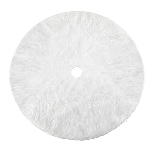 Howaf Albero di Natale Gonna Copertura di Base Bianco Peluche Pannello Esterno Albero Natale per Albero di Natale Decorazione Natalizia, 31 pollici / 78CM