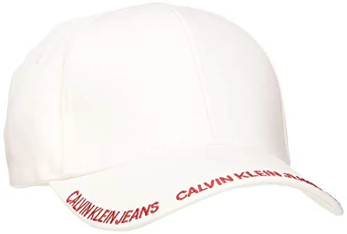 Calvin Klein Ckj Visor Logo cap W Berretto da Baseball, Bianco (Bright White Yaf), Unica (Taglia Produttore: OS) Donna