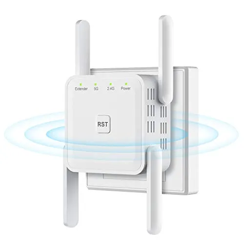 Getue Ripetitore WiFi Wireless WiFi Extender e Access Point,1200Mbps 5GHz 2.4GHz Amplificatore Segnale WiFi con 4 Antenne Esterne,Compatibile con Tutti i Modem in Fibra e ADSL