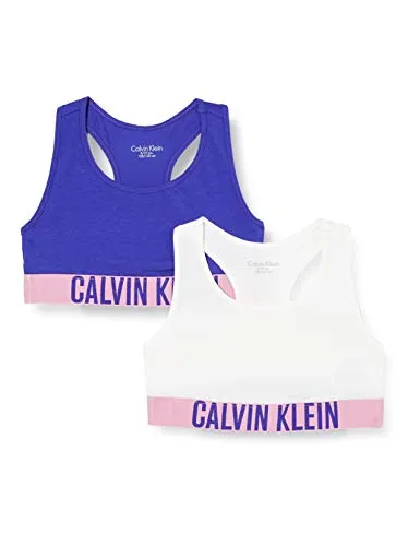Calvin Klein 2pk Bralette Intimo, Bianco (1pvhwhite/1spectrumblue), 10/12 Unisex-Bambini
