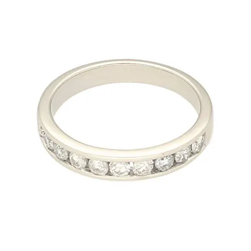 Anello Eternity da donna in oro bianco 18 carati con diamante 0,75 ct (misura L) 3 mm di larghezza | elegante anello da donna