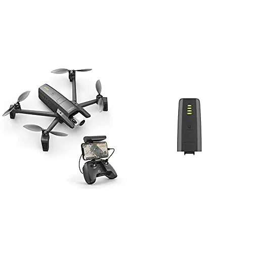 Parrot Anafi Base Drone con Videocamera HDR 4K/foto da 21 MP con Gimbal con Inclinazione a 180°, Nero & ANAFI Batteria Intelligente 7,6 V LiPo, 2 celle, 2700 mAh, autonomia: 25 min, Grigio scuro