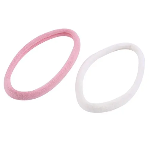 Stringa di nylon rivestito Titolare fascia elastica dei capelli Ponytail 2 pezzi Bianco Rosa