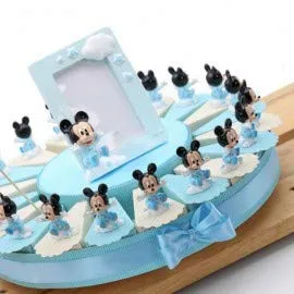 VialeMagico Bomboniere Disney Topolino Nascita Battesimo 1 Compleanno Bimbo Torta Statuina Nuvola (Torta 20 fettine)