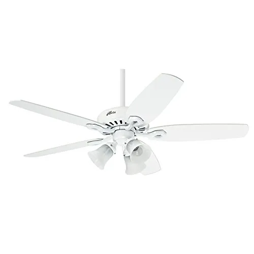 Hunter Fan Builder Plus Ventilatore da soffitto con Luce E27, 240 W, Bianco, 132 cm