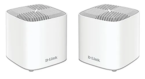 D-Link COVR-X1862 Sistema Wi-Fi 6 AX1800 Mesh per l'intera casa (confezione da 2), fino a 420 mq, 2 porte Gigabit, MU-MIMO, WPA3, Parental Control. Funziona con l'Assistente Alexa/Google.