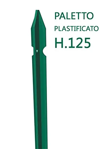 NEXTRADEITALIA CF da 10PZ Palo a T altezza 125 CM per recinzione PLASTIFICATO, paletto per recinzione in ferro sezione T mm 30x30x3 Verde