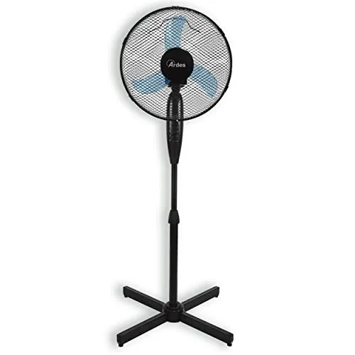 ARDES Penny 40P AR5AM40P - Ventilatore a Piantana, Potente, Silenzioso, Oscillante con Altezza e Inclinazione Regolabile Ventilatore a Stelo Ardes 3 Velocità, 3 Pale, Nero/Turchese, 40 cm