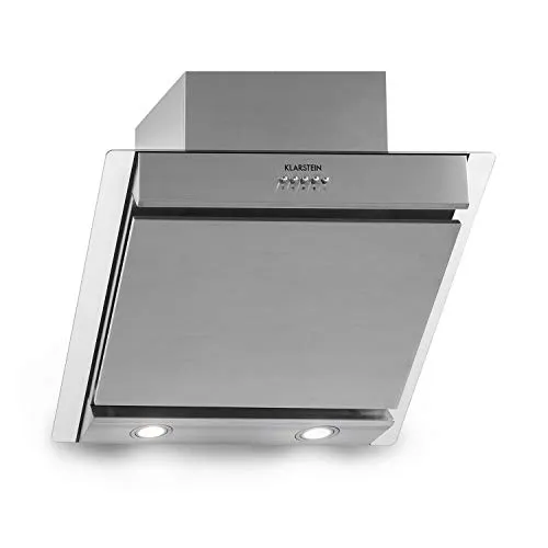 KLARSTEIN Zola 60 - Cappa Aspirante, Cappa a Parete, 60 cm, Scarico: 610 m³/h, 3 Livelli di Potenza, Comandi Touch, Illuminazione a LED, Funzionamento in Scarico o Ricircolo, Classe B, Vetro