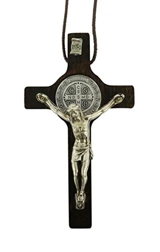 Ferrari & Arrighetti Croce San Benedetto in Legno con Cristo in Metallo - 8 cm
